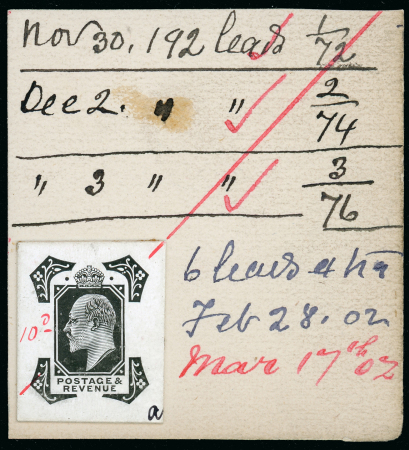 Stamp of Great Britain » King Edward VII 1902 10d. stamp size die proof of the head plate, in