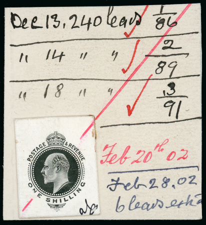 Stamp of Great Britain » King Edward VII 1902 1/- stamp size die proof of the head plate, in