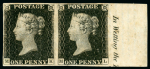 Stamp of Great Britain » 1840 1d Black and 1d Red plates 1a to 11 1840 1d black pl.1b MK-ML, mint right sheet marginal horizontal pair with partial marginal inscription