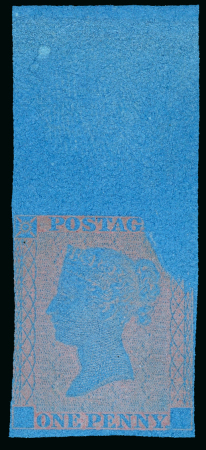 Stamp of Great Britain » Line Engraved Essays, Plate Proofs, Colour Trials and Reprints 1840 1d “Rainbow Trials” 1d in lilac-pink on white paper dipped in prussiate of potash