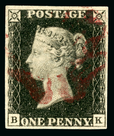 Stamp of Great Britain » 1840 1d Black and 1d Red plates 1a to 11 1840 1d black pl.7 BK showing magenta MC