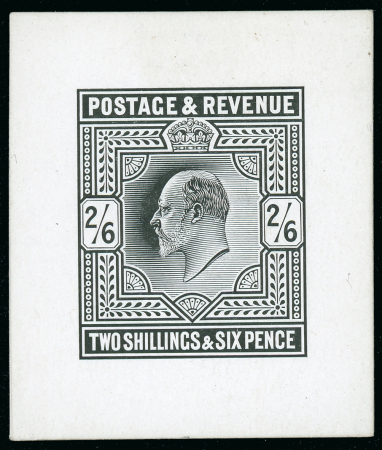 Stamp of Great Britain » King Edward VII 1901 2/6d. cut down die proof in black on glazed card
