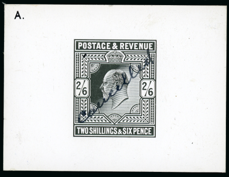 Stamp of Great Britain » King Edward VII 1901 2/6d. cut down die proof in black on glazed card