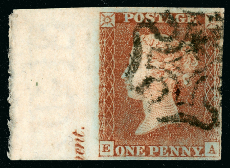 Stamp of Great Britain » 1840 1d Black and 1d Red plates 1a to 11 1840 1d pl.8 EA from the red printing, used left sheet marginal