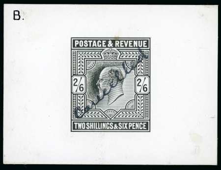 Stamp of Great Britain » King Edward VII 1901 2/6d. cut down die proof in black on glazed card