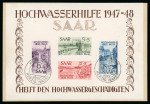 Stamp of Germany » Plebiscite Areas » Saar 1948 "Hochwasserhilfe" imperf. miniature sheet, a very fine used example on a postcard sent registered locally