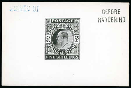 Stamp of Great Britain » King Edward VII 1901 5/- die proof in black on glazed card
