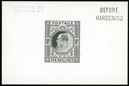 Stamp of Great Britain » King Edward VII 1901 10/- die proof in black on glazed card (62 x 92mm.),