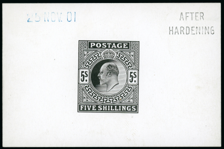 Stamp of Great Britain » King Edward VII 1901 5/- die proof in black on glazed card