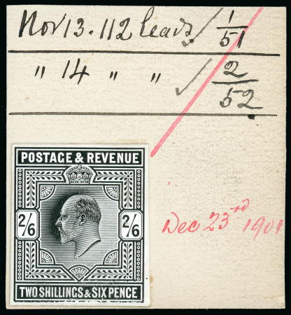Stamp of Great Britain » King Edward VII 1901 2/6d. stamp size die proof, in black on glazed