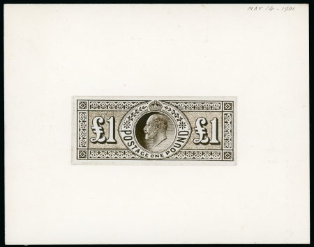 Stamp of Great Britain » King Edward VII 1901 (14 May) £1 stamp size De La Rue Photographic