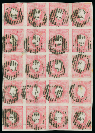 Stamp of Large Lots and Collections Portugal - Cancellations: First Reform period cancellation study arranged in a thick stockbook with numerals from 2-129