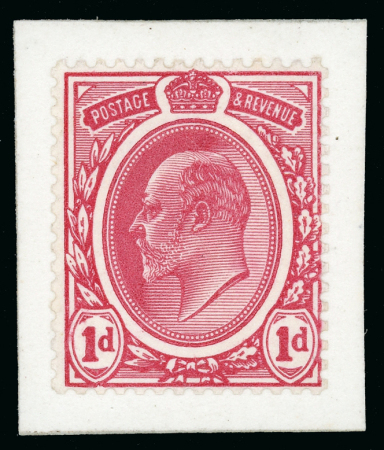 Stamp of Great Britain » King Edward VII Type 1, 1d. plate proof in carmine, perf. 14, on card,