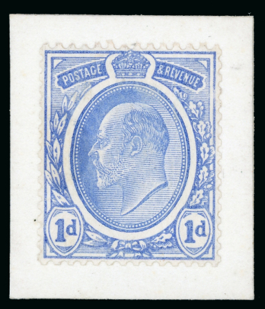 Stamp of Great Britain » King Edward VII Type 1, 1d. plate proof in blue, perf. 14, on card,