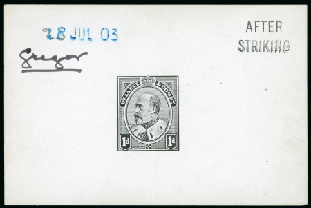 Stamp of Great Britain » King Edward VII 1903 1d. Die 1 in black on glazed card (60 x 90mm.)