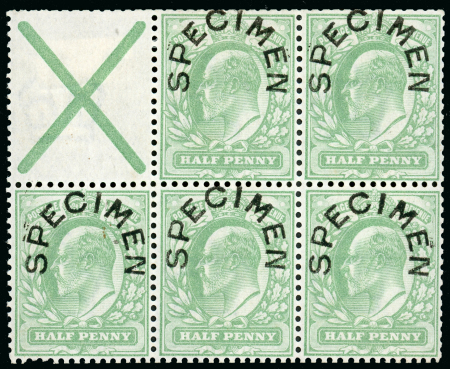 Stamp of Great Britain » King Edward VII 1906 1/d. pane of 5 (5 + cross) watermark upright,