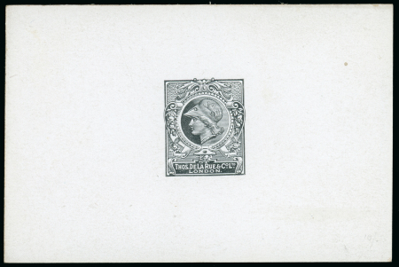 Stamp of Great Britain » King Edward VII 1903c. die proof of the "Minerva Head" in black on