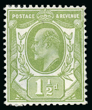 Stamp of Great Britain » King Edward VII 1909 (19th March) 1 1/2d. sage-green perforated colour