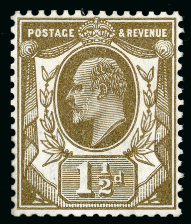 Stamp of Great Britain » King Edward VII 1909 (19th March) 1 1/2d. olive-brown, perforated colour