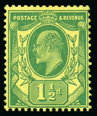 Stamp of Great Britain » King Edward VII 1909 (19th March) 1 1/2d. green, perforated colour