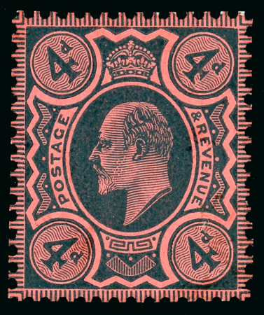 Stamp of Great Britain » King Edward VII 1909 (19th March) 4d. black on pink, perforated colour
