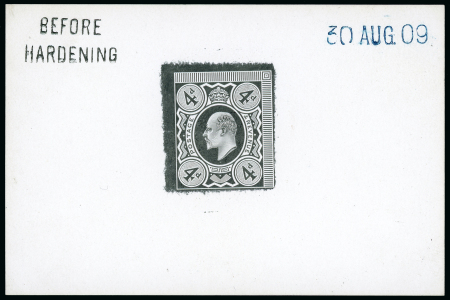 Stamp of Great Britain » King Edward VII 1909 4d. uncleared die proof in black on glazed card