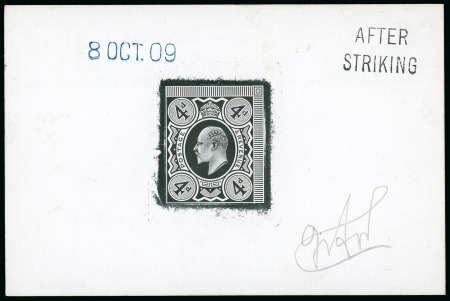 Stamp of Great Britain » King Edward VII 1909 4d. uncleared die proof in black on glazed card