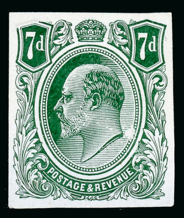 Stamp of Great Britain » King Edward VII Essay No. 4 stamp size in grey-green, on highly glazed