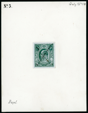 Stamp of Great Britain » King Edward VII Essay No. 5 4 in deep green on very highly glazed thin