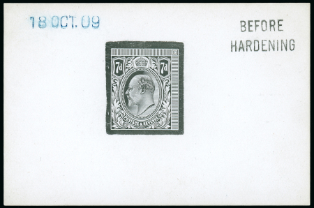 Stamp of Great Britain » King Edward VII 1909 7d. die proof in black on glazed card (60 x 90mm.)