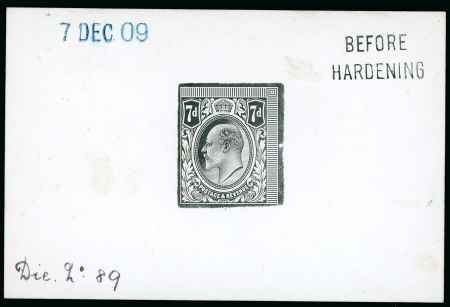 Stamp of Great Britain » King Edward VII 1909 7d. die proof in black on glazed card (60 x 90mm.)