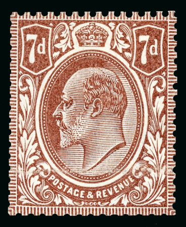 Stamp of Great Britain » King Edward VII 1910 (24th Feb) 7d. red brown, perforated colour trial