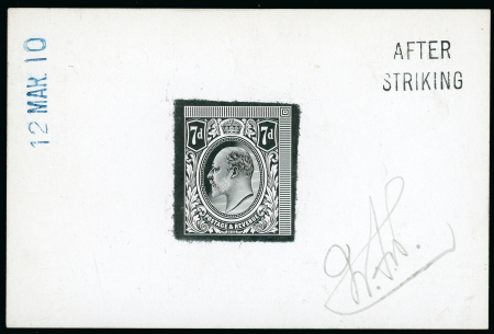 Stamp of Great Britain » King Edward VII 1910 7d. die proof in black on glazed card (60 x 90mm.)
