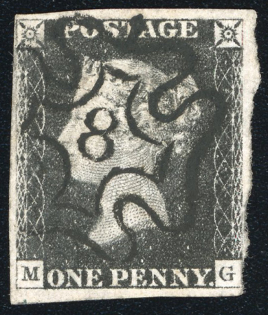 Stamp of Great Britain » 1840 1d Black and 1d Red plates 1a to 11 1840 1d black pl.1a MG with crisp London "8" in Maltese Cross