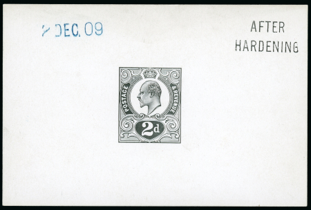 Stamp of Great Britain » King Edward VII 1909 2d. die proof in black on glazed card (60 x 90mm.)