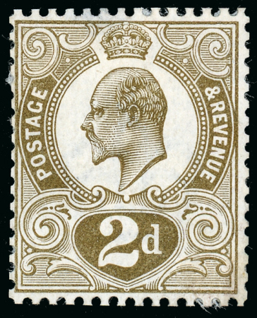 Stamp of Great Britain » King Edward VII 1909 2d. die proof in black on glazed card (60 x 90mm.)