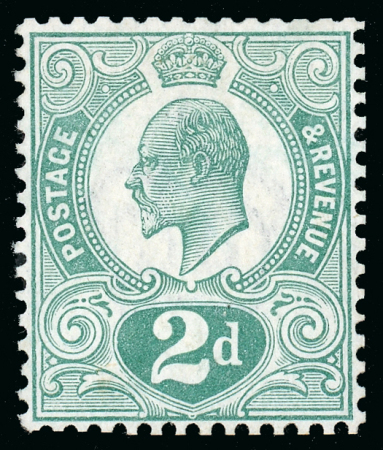 Stamp of Great Britain » King Edward VII 1909 2d. dull blue-green, perforated colour trial on