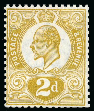 Stamp of Great Britain » King Edward VII 1909 2d. yellow-ochre, perforated colour trial on white