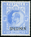 Stamp of Great Britain » King Edward VII » 1902-10 De La Rue Issues 1902 2s6d, 5s and 10s, each overprinted "SPECIMEN" (type 16)