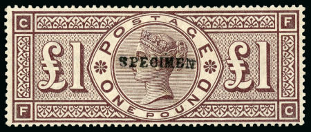 Stamp of Great Britain » 1855-1900 Surface Printed » 1883-84 & 1888 High Values 1884 £1 brown-lilac, wmk three crowns, FC, overprinted