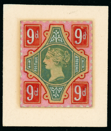 Stamp of Great Britain » 1855-1900 Surface Printed » 1887-1900 Jubilee Issue & 1891 £1 Green 1884 (9 Dec.) an exquisitely executed hand painted