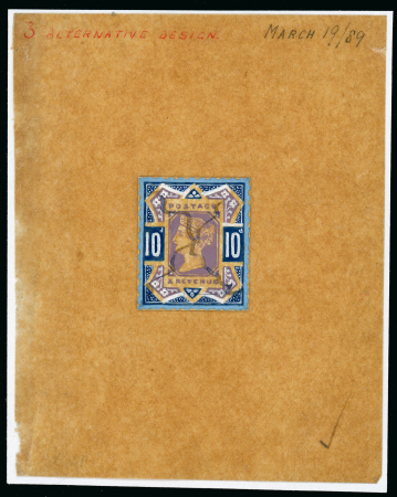 Stamp of Great Britain » 1855-1900 Surface Printed » 1887-1900 Jubilee Issue & 1891 £1 Green 1889 (19 Mar) an exquisitely executed hand painted