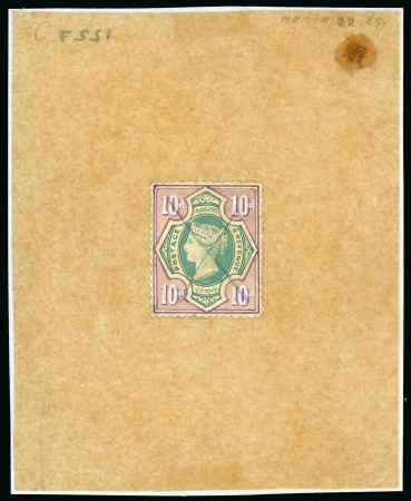 Stamp of Great Britain » 1855-1900 Surface Printed » 1887-1900 Jubilee Issue & 1891 £1 Green 1889 (22 Mar) an exquisitely executed hand painted