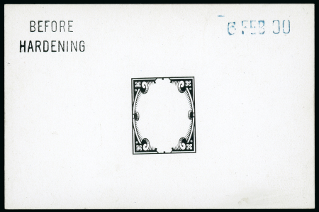 Stamp of Great Britain » 1855-1900 Surface Printed » 1887-1900 Jubilee Issue & 1891 £1 Green 1900 1/- die proof of the frame plate in black on glazed