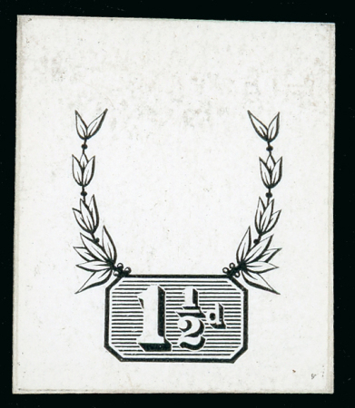 Stamp of Great Britain » 1855-1900 Surface Printed » 1887-1900 Jubilee Issue & 1891 £1 Green 1887-92 1 1/2d. stamp size die proof of the duty plate