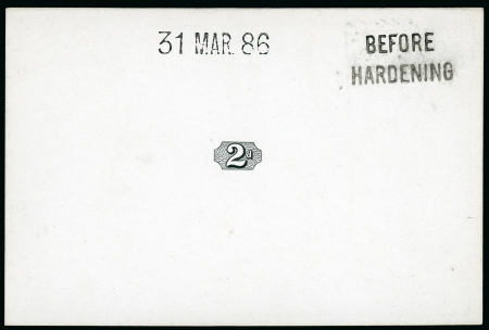 Stamp of Great Britain » 1855-1900 Surface Printed » 1887-1900 Jubilee Issue & 1891 £1 Green 1886 2d.  die proof of the duty plate (engine turned