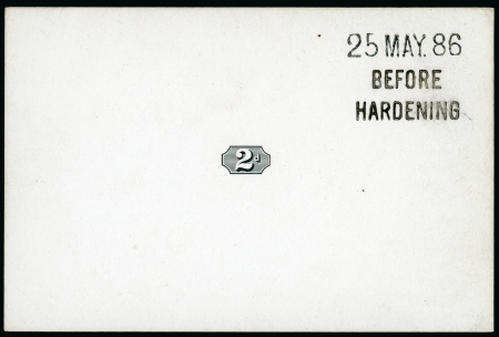 Stamp of Great Britain » 1855-1900 Surface Printed » 1887-1900 Jubilee Issue & 1891 £1 Green 1886 2d.  die proof of the duty plate (lined background)