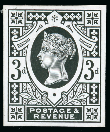 Stamp of Great Britain » 1855-1900 Surface Printed » 1887-1900 Jubilee Issue & 1891 £1 Green 1887-92 2d. stamp size die proof probably intended