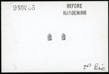 Stamp of Great Britain » 1855-1900 Surface Printed » 1887-1900 Jubilee Issue & 1891 £1 Green 1886 5d.  die proof of the duty plate in black on glazed