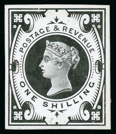 Stamp of Great Britain » 1855-1900 Surface Printed » 1887-1900 Jubilee Issue & 1891 £1 Green 1887-92 1/- stamp size die proof probably intended